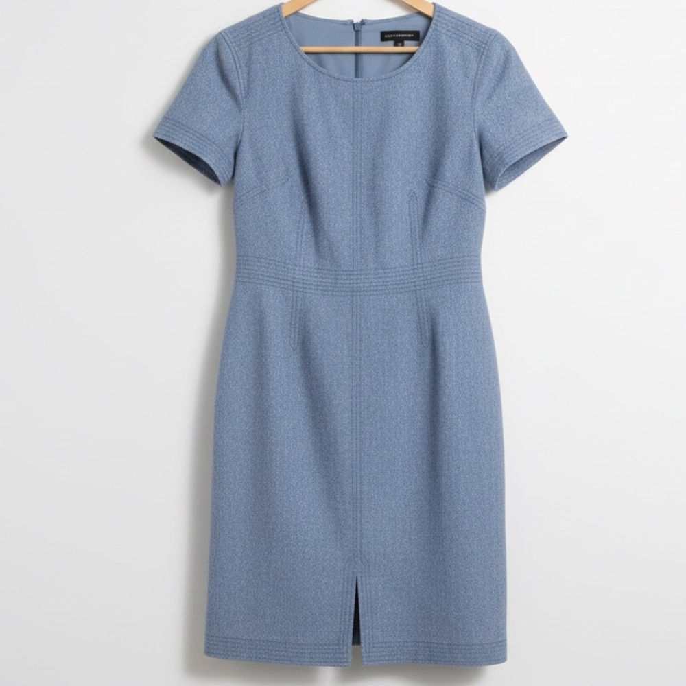 Banana Republic Wool Blend Sheath Dress Women’s 6 Blue Short Sleeve Lined Career - Picture 2 of 8